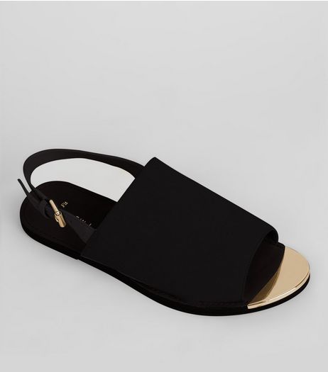 Wide Fit Black Suedette Metal Trim Mules | New Look