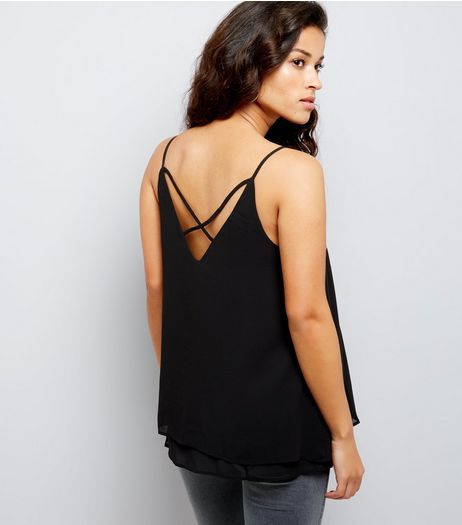 Maternity Black Cross Back Cami | New Look