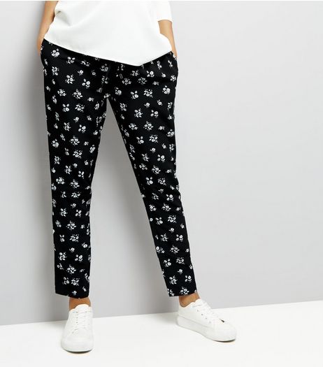 Maternity Black Floral Print Joggers | New Look