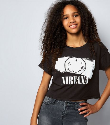 Teens Black Nirvana Logo T-Shirt | New Look