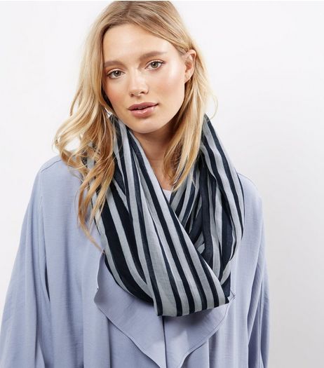 Navy Stripe Snood | New Look