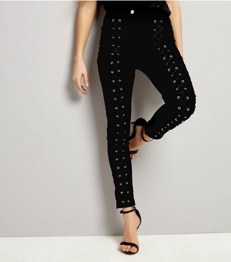 Parisian Black Lattice Front Skinny Jeans | New Look