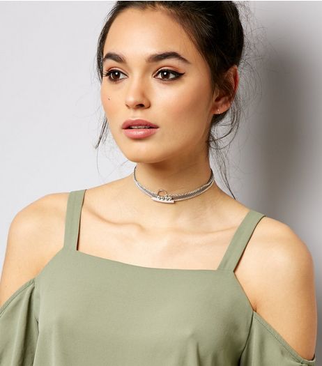 5 Pack Silver Tattoo Chokers | New Look