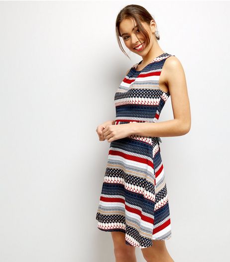 Mela Multi Coloured Stripe Mini Dress | New Look