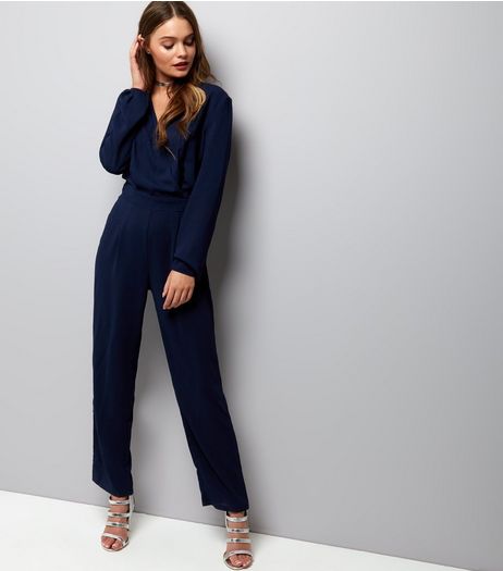 Mela Navy D-Ring Buckle Jumpsuit | New Look
