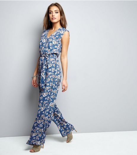 Mela Blue Floral Print Jumpsuit | New Look