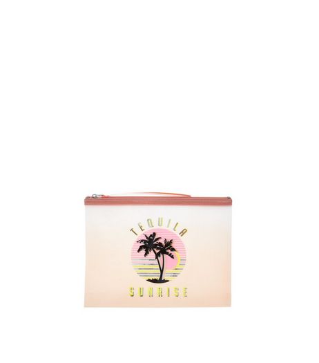 Coral Tequila Sunrise Print Pouch | New Look