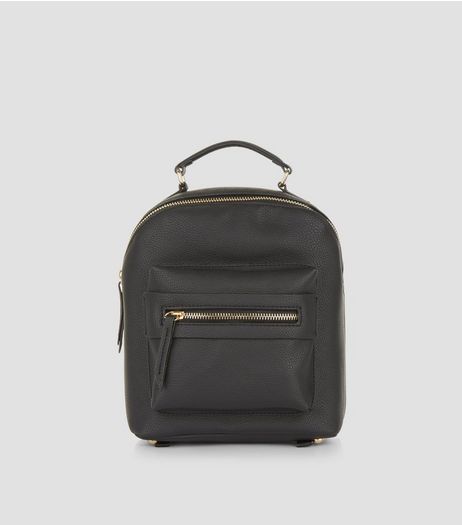 Black Pocket Front Mini Backpack | New Look