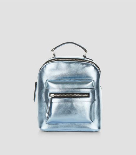 Blue Pocket Front Mini Backpack | New Look