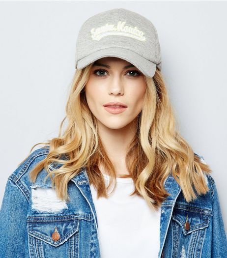 Grey Santa Monica Embroidered Cap | New Look