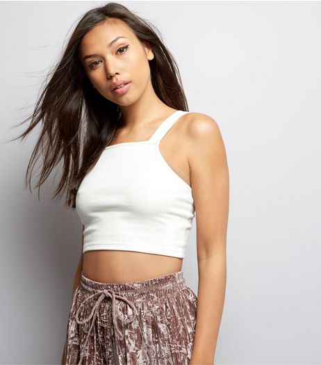 Cream Lace Back Cropped Vest | New Look