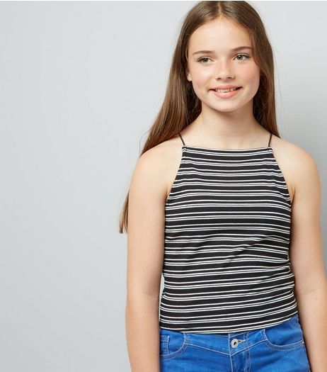 Teens Black Contrast Stripe Cami | New Look