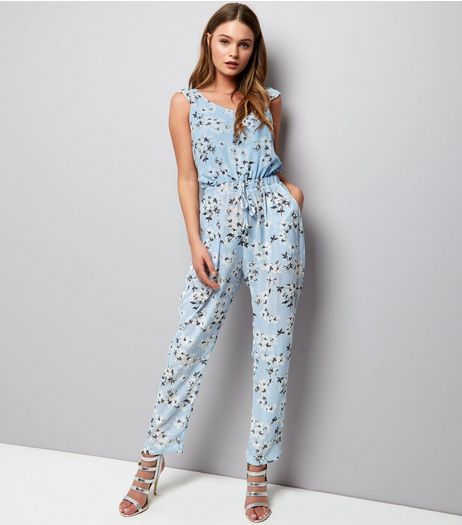 Mela Pale Blue Floral Jumpsuit | New Look