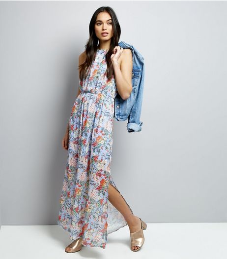 Mela Blue Floral Print Sleeveless Maxi Dress | New Look
