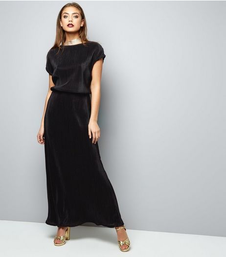 Mela Black Short Sleeve Belted Maxi Dress | New Look