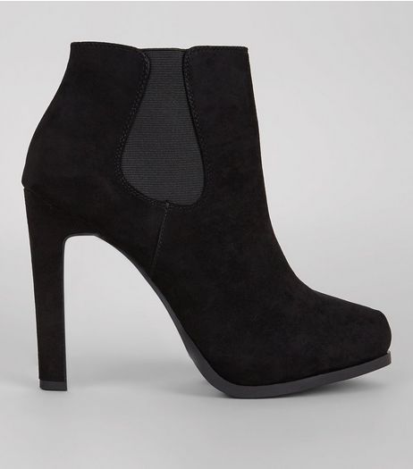 Black Suedette Slim Heel Chelsea Boots | New Look