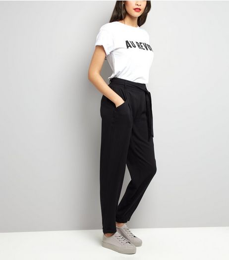 Black Tie Waist Trousers | New Look