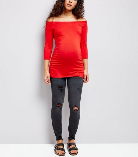 Maternity Black Over Bump Ripped Skinny Jeans | New Look