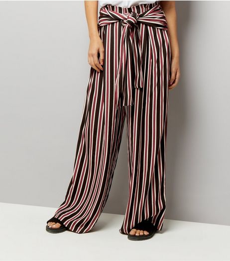 Blue Stripe Tie Waist Trousers | New Look