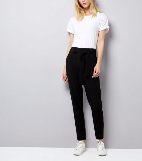Black Tie Waist Trousers | New Look