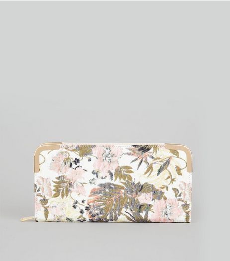 Pink Floral Jacquard Zip Around Purse | New Look