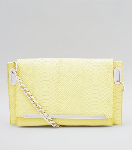 Washed Neon Lime Snakeskin Texture Cross Body Bag | New Look