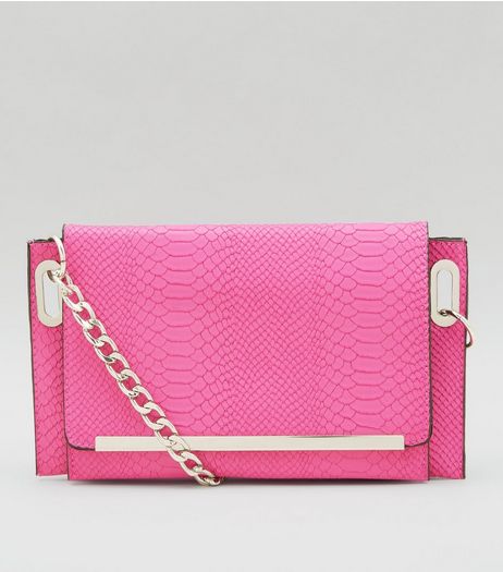 Pink Snakeskin Texture Cross Body Bag | New Look