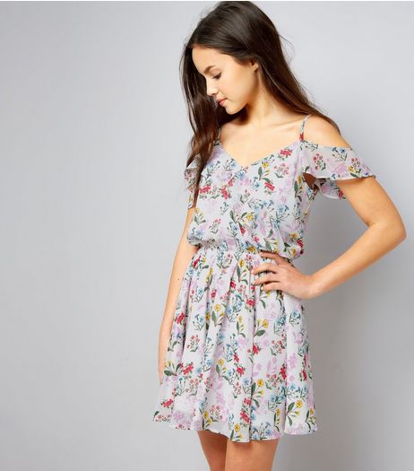 Teens White Floral Print Wrap Front Dress | New Look