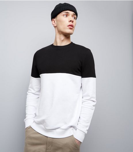 Black Colour Block Sweater | New Look