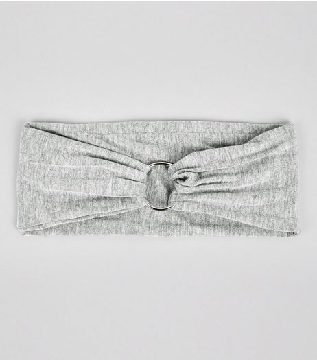 Grey Jersey Ring Front Headband | New Look