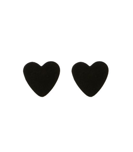 Black Textured Heart Stud Earrings | New Look