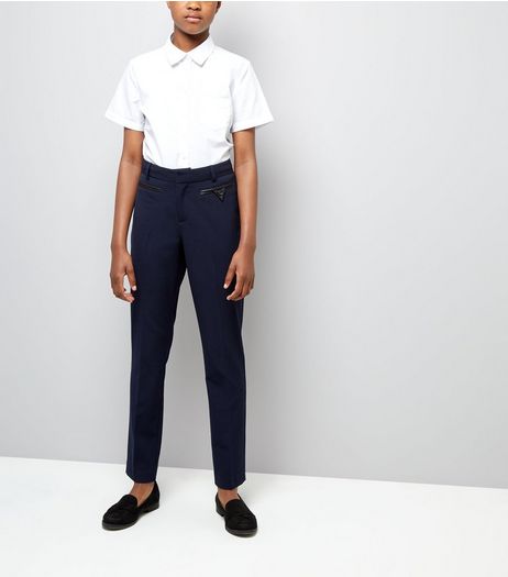 Teens Navy Pocket Trim Trousers | New Look
