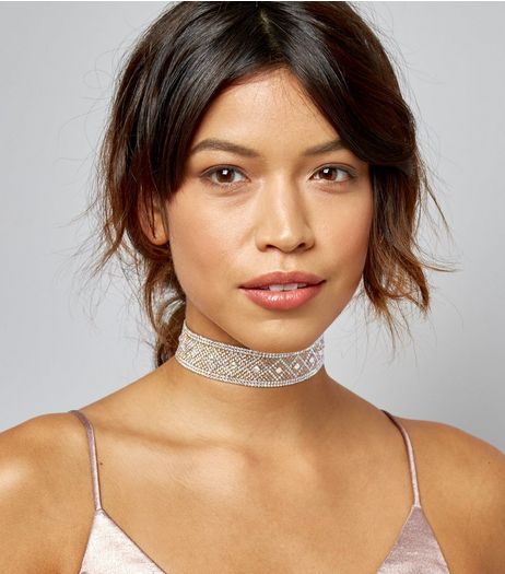 Gold Iridescent Crystal Choker | New Look