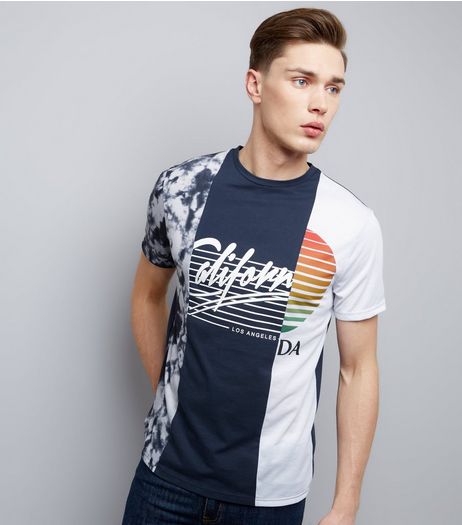 Navy 3 Panel Spliced T-Shirt | New Look