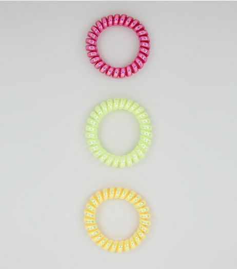 3 Pack Pink Green and Yellow Spiral Bobbles | New Look