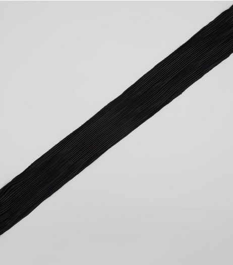 Black Plisse Necktie | New Look