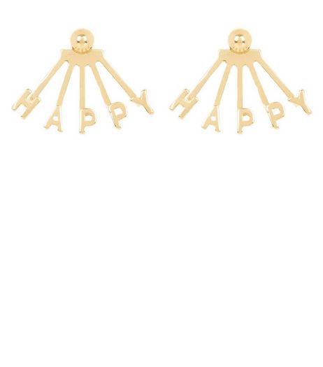 Gold Happy Ear Jackets | New Look