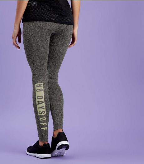 Dark Grey No Days Off Print Sports Leggings | New Look