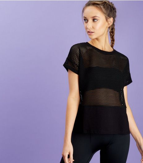 Black Mesh Sports Top | New Look