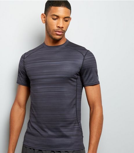 Black Space Dye Sports T-Shirt | New Look