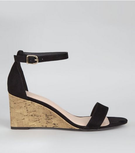 Wide Fit Black Comfort Suedette Wedges | New Look
