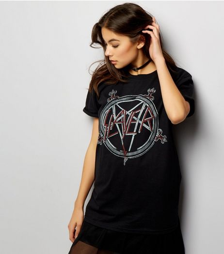 Black Slayer Printed Boyfriend T-Shirt | New Look