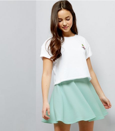 Teens Mint Green Crepe Skater Skirt | New Look