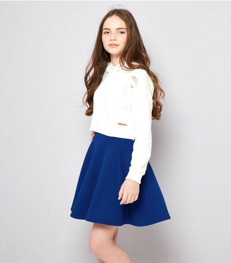 Teens Blue Crepe Skater Skirt | New Look