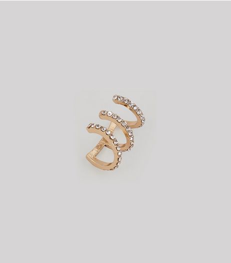 Gold Cage Diamante Ear Cuff | New Look