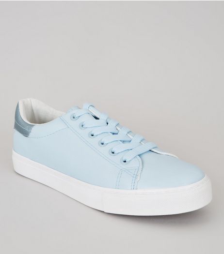 Blue Metallic Trim Trainers | New Look