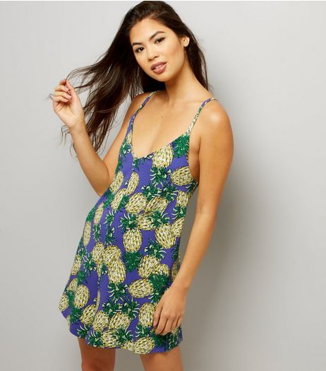 Purple Pineapple Print Playsuit | New Look