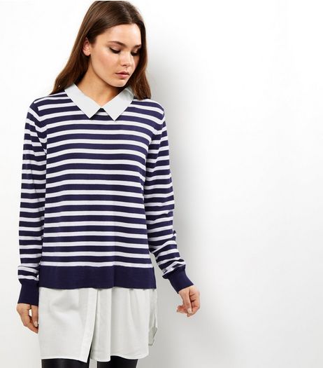 Blue Vanilla Blue Stripe 2 in 1 Jumper | New Look