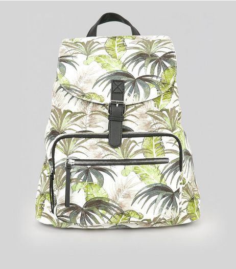 White Palm Print Backpack | New Look
