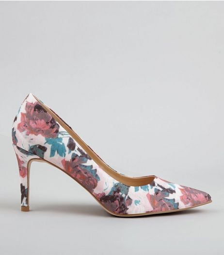 Pink Floral Print Pointed Court Shoes | New Look